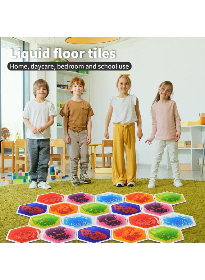 Art3d 6-Tile Hexagon Sensory Floor Tiles for Kids, Toddlers and Children, Colorful Liquid Sensory Activity Mat for Active Play and Decorative - Image 4