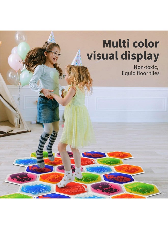 Art3d 6-Tile Hexagon Sensory Floor Tiles for Kids, Toddlers and Children, Colorful Liquid Sensory Activity Mat for Active Play and Decorative - Image 5