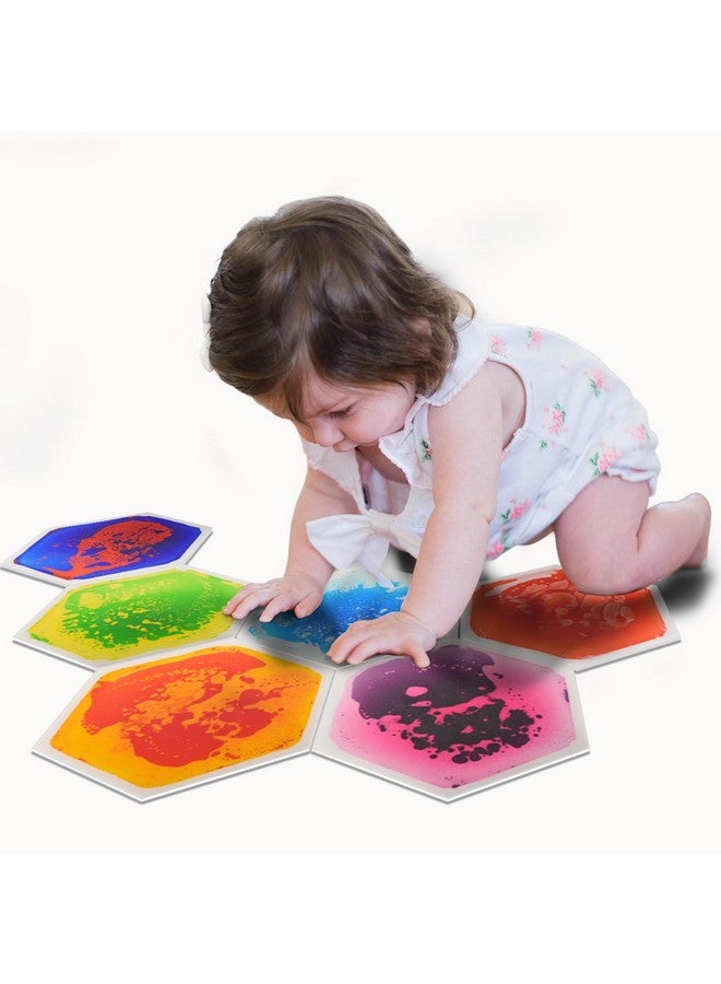 Art3d 6-Tile Hexagon Sensory Floor Tiles for Kids, Toddlers and Children, Colorful Liquid Sensory Activity Mat for Active Play and Decorative - Image 1
