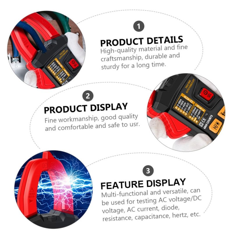 St193 Auto Manual Clamp Meter Digital Multimeter Ac/dc Volt Ohm Tester for Electricians Home Electrical Repair Tool, Handheld Current Tester Without Battery - Image 3