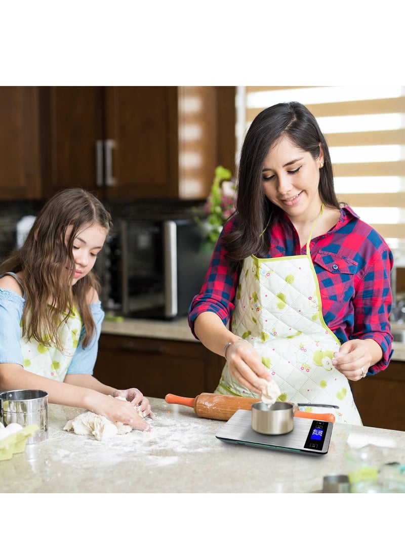 SYOSI ميزان طعام رقمي SYOSI ميزان مطبخ 33Ib15kg ميزان مطبخ بشاشة LED 1جرام 0.1أوقية تدرج دقيق وزن رقمي بالجرام والأوقية ميزان طعام قابل لإعادة الشحن عبر USB باللون الفضي - Image 2