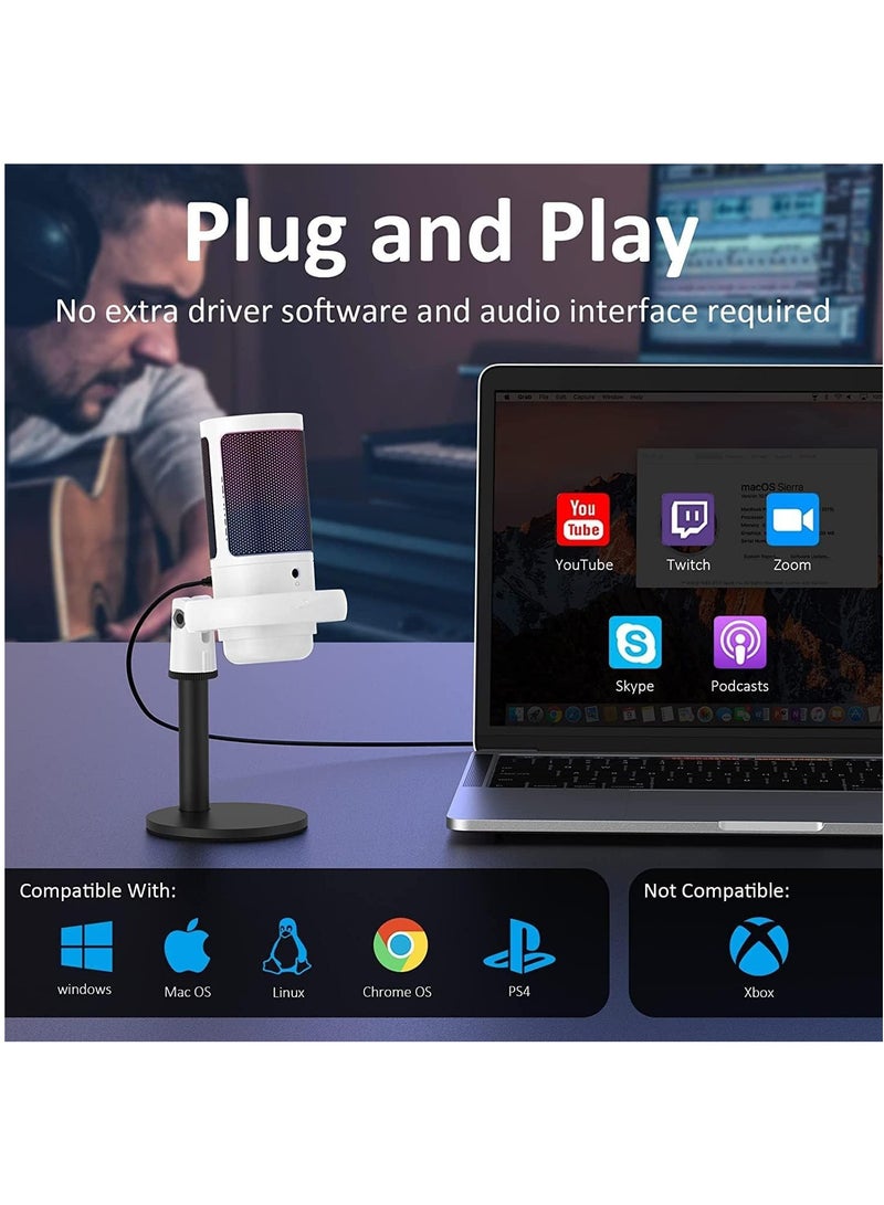 Arabest Condenser Microphone,Gaming Microphone on Mac/PS4/PS5, USB Microphone for PC with RGB, Touch Mute, Plug and Play, Gain knob & Monitoring Mic for Recording, Streaming, Podcasts, YouTube, Twitch  - Image 5