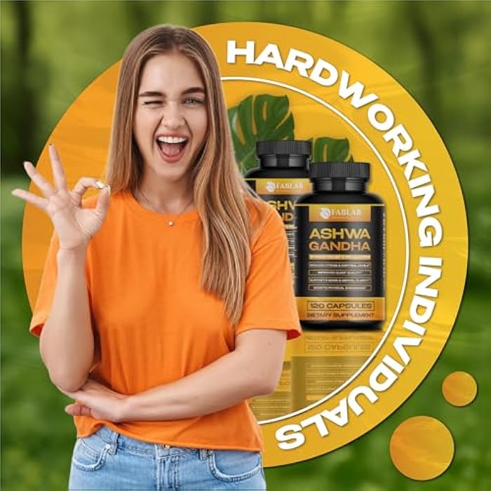 FabLab Ashwagandha, GABA & Magnesium Glycinate Supplement 120 Capsules Natural Stress Relief, Mood Support & Relaxation Sleep Aid & Adrenal Support Non-GMO - Image 3