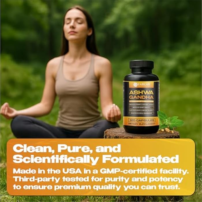 FabLab Ashwagandha, GABA & Magnesium Glycinate Supplement 120 Capsules Natural Stress Relief, Mood Support & Relaxation Sleep Aid & Adrenal Support Non-GMO - Image 4