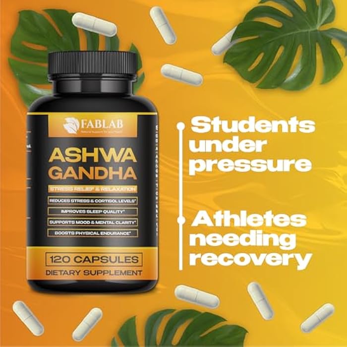 FabLab Ashwagandha, GABA & Magnesium Glycinate Supplement 120 Capsules Natural Stress Relief, Mood Support & Relaxation Sleep Aid & Adrenal Support Non-GMO - Image 5