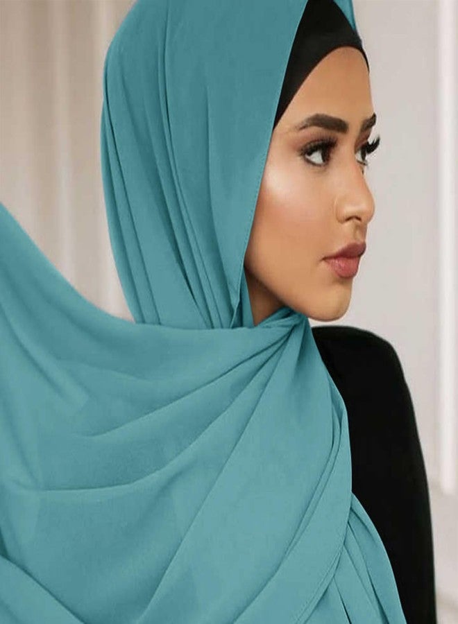 Piewag Hijab Scarf for Women Soft Cotton Muslim Jersey Hijab Head Wrap Scarves Fashion Long Scarf Shawls Green - Image 3