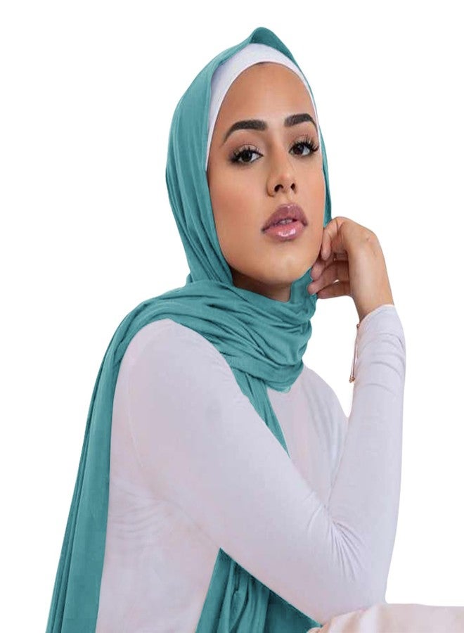 Piewag Hijab Scarf for Women Soft Cotton Muslim Jersey Hijab Head Wrap Scarves Fashion Long Scarf Shawls Green - Image 2
