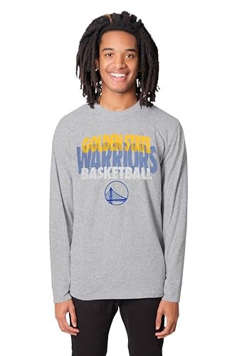 Ultra Game NBA Official Mens Super Soft Supreme Long Sleeve TShirt Unisex Golden State Warriors Heather Gray Medium - Image 3