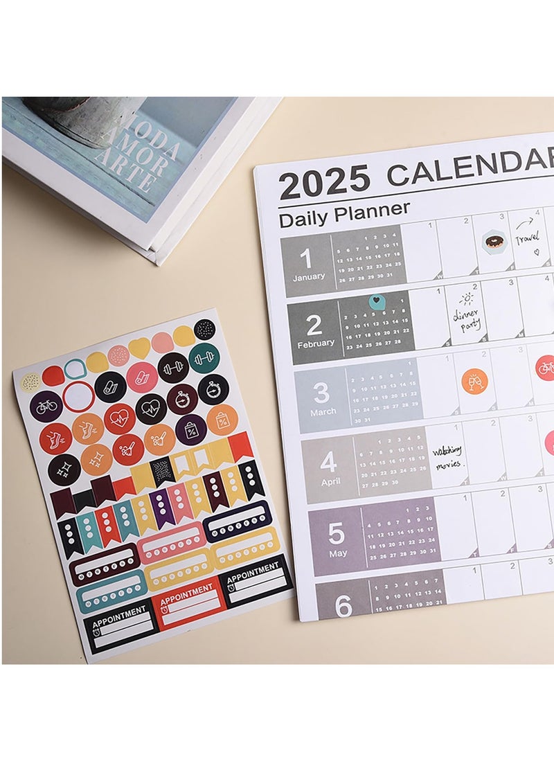 RATSAW Magic Park 2025 Calendar Planner Sheet Wall Calendar Yearly Daily Schedule Poster Calendar To Do List Annual Planner for Office Supplies Morandi Color  - Image 3