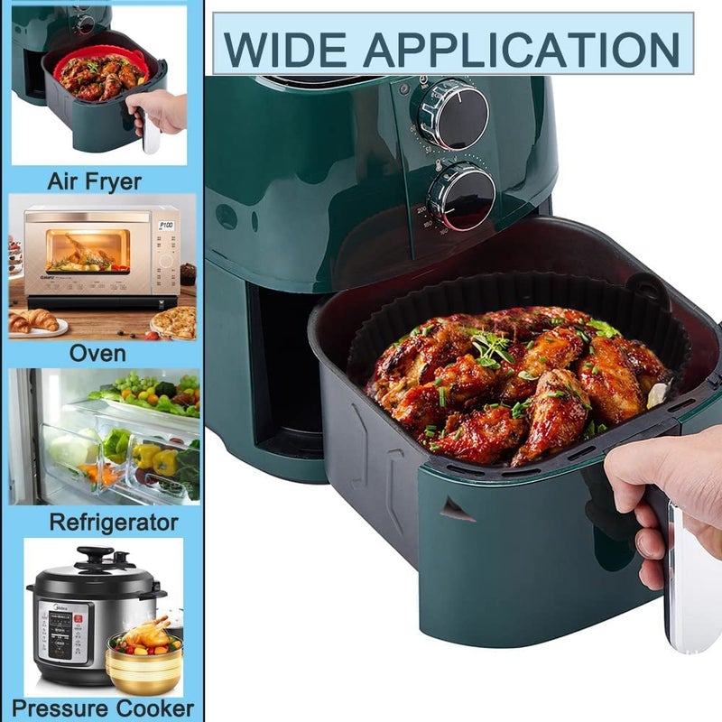 RoarCraft 2 Pack Air Fryer Silicone Pots Air Fryer Silicone Liners Reusable Non Stick Oven Accessories Food Safe Air Fryer Oven Basket with Mitts Dishwasher Safe for 35QT Black 2 95 - Image 4