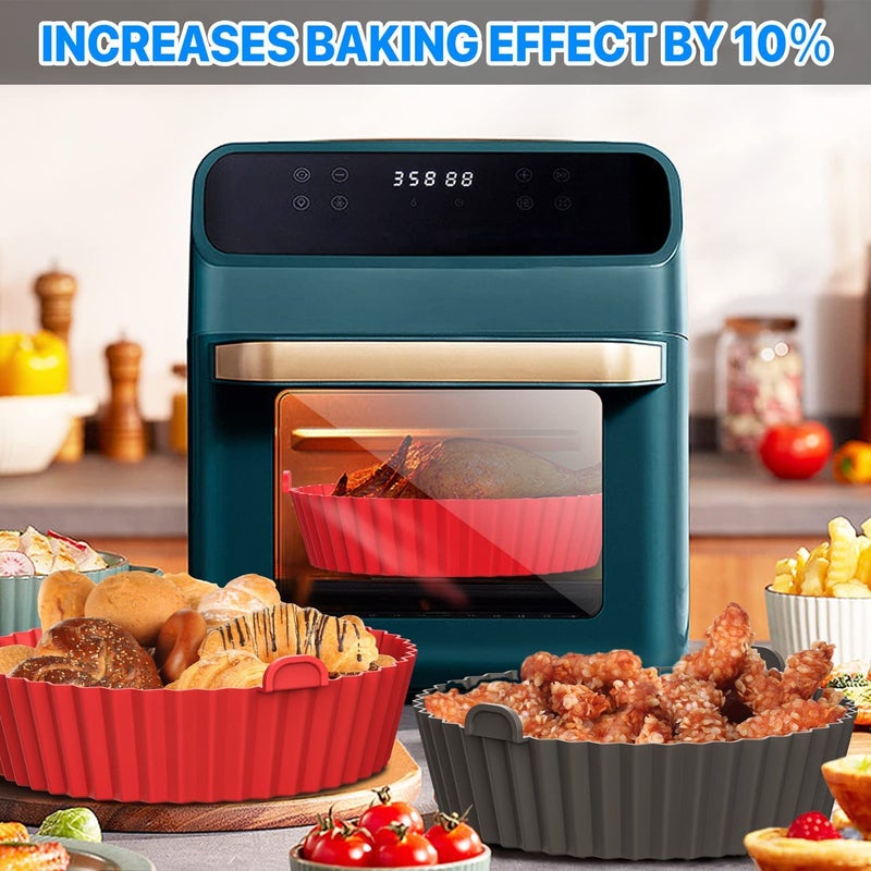 RoarCraft 2 Pack Air Fryer Silicone Pots Air Fryer Silicone Liners Reusable Non Stick Oven Accessories Food Safe Air Fryer Oven Basket with Mitts Dishwasher Safe for 35QT Black 2 95 - Image 3