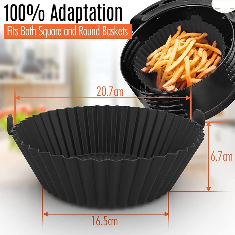 RoarCraft 2 Pack Air Fryer Silicone Pots Air Fryer Silicone Liners Reusable Non Stick Oven Accessories Food Safe Air Fryer Oven Basket with Mitts Dishwasher Safe for 35QT Black 2 95 - Image 2