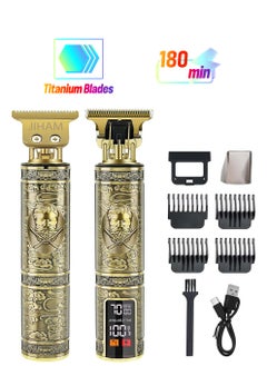 JIHAM Beard Trimmer Mens Electric  Hair Clippers Cordless with LCD Screen Sharp Titanium Precision Trimmer for Men Type C Rechargeable Hair Trimmer Clippers for Men Haircut for Families and Bar  - Image 1