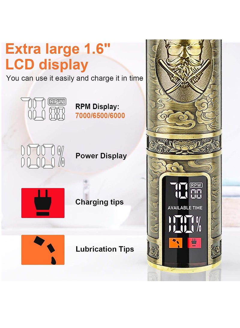 ياكد ماكينة حلاقة شعر كهربائية للرجال بدون سلك مع شاشة LCD ماكينة حلاقة دقيقة من التيتانيوم الحادة للرجال من النوع C ماكينة حلاقة شعر قابلة لإعادة الشحن للرجال لقص الشعر للعائلات والحانات - Image 4