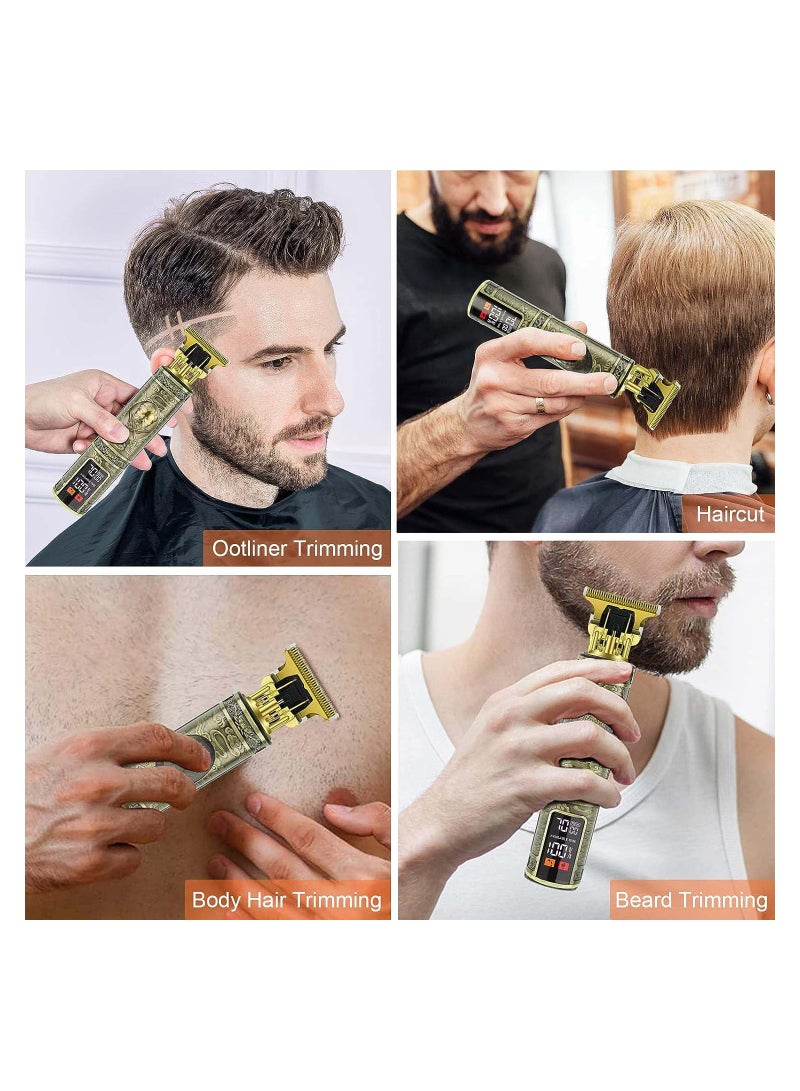 ياكد ماكينة حلاقة شعر كهربائية للرجال بدون سلك مع شاشة LCD ماكينة حلاقة دقيقة من التيتانيوم الحادة للرجال من النوع C ماكينة حلاقة شعر قابلة لإعادة الشحن للرجال لقص الشعر للعائلات والحانات - Image 3
