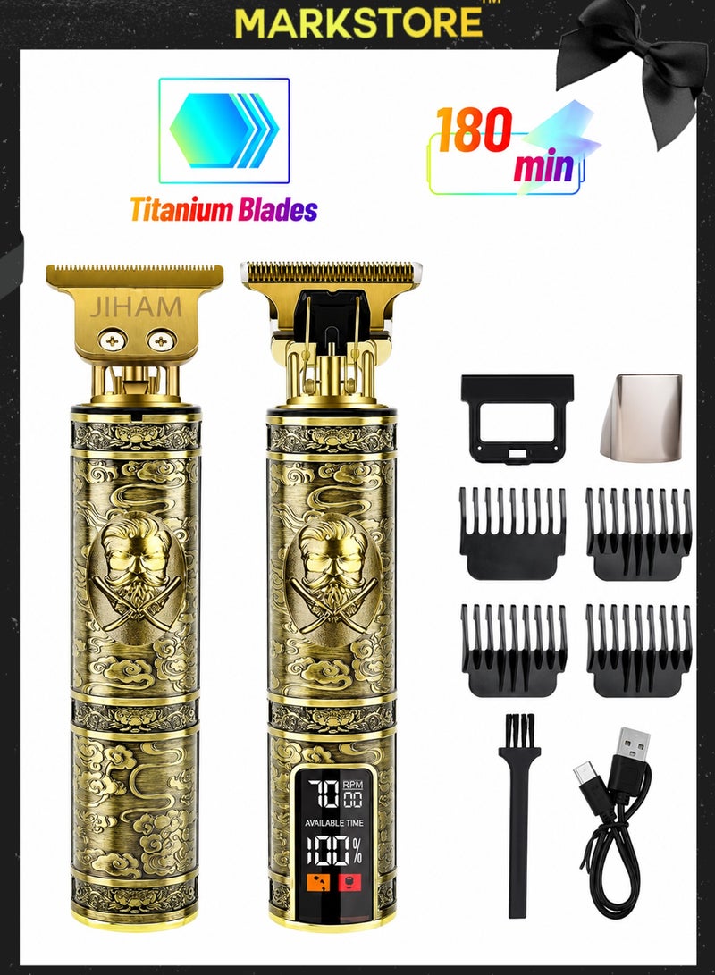 YACD Beard Trimmer Mens Electric  Hair Clippers Cordless with LCD Screen Sharp Titanium Precision Trimmer for Men Type C Rechargeable Hair Trimmer Clippers for Men Haircut for Families and Bar - Image 1