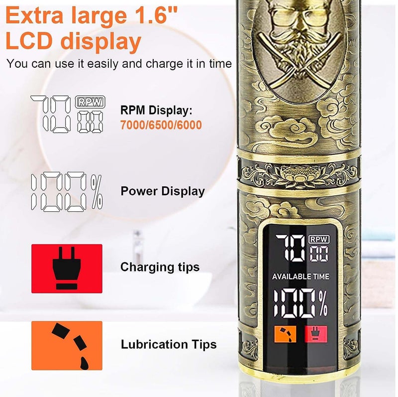 YACD Beard Trimmer Mens Electric  Hair Clippers Cordless with LCD Screen Sharp Titanium Precision Trimmer for Men Type C Rechargeable Hair Trimmer Clippers for Men Haircut for Families and Bar - Image 4