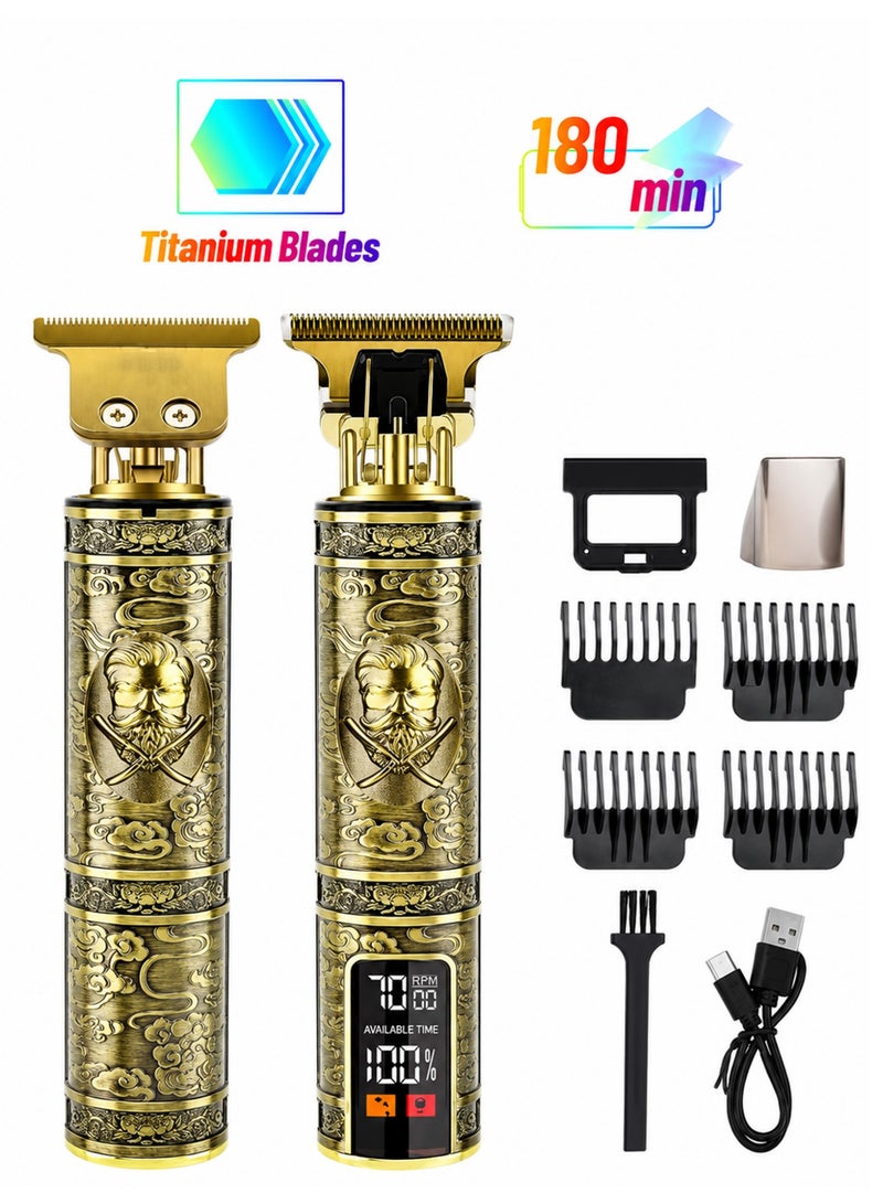 YACD Beard Trimmer Mens Electric  Hair Clippers Cordless with LCD Screen Sharp Titanium Precision Trimmer for Men Type C Rechargeable Hair Trimmer Clippers for Men Haircut for Families and Bar - Image 1