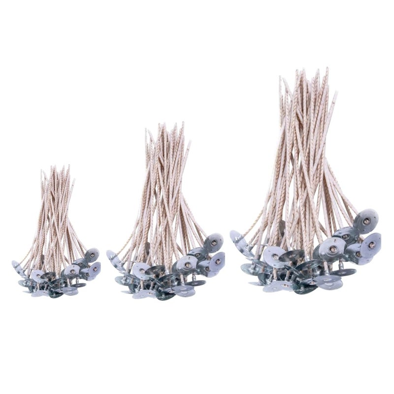 KROKIO Eco Braided 3 5 7 Inch Set Cotton Thread Paper Wicks for Candle Making 3 mm Thick Wick Pretabbed PreWaxed for Soy Wax Candles Making 150 Piece
