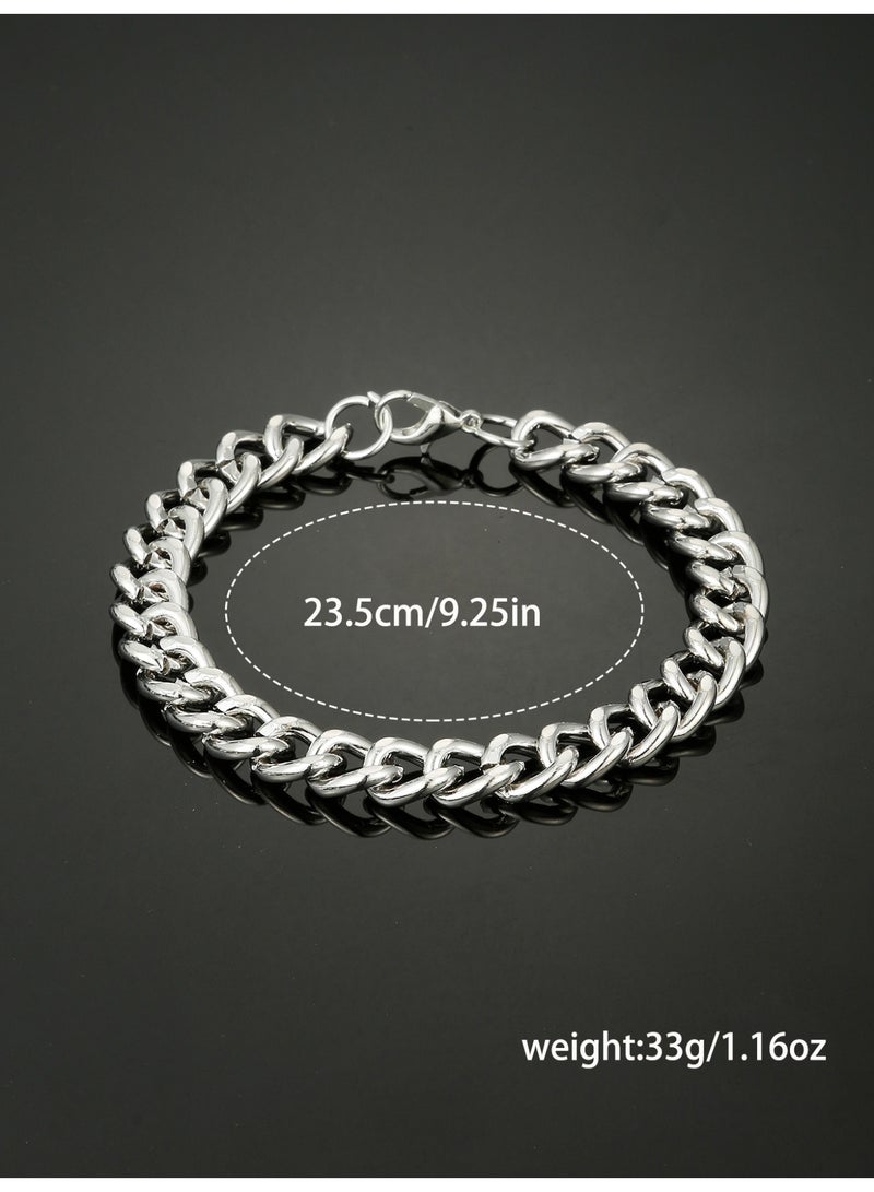 3pcs men's watch set, stainless steel quartz watch with silver belt and black calendar+silver bracelet+decorative glasses, suitable for his birthday, Christmas and Valentine's Day gift. - Image 3