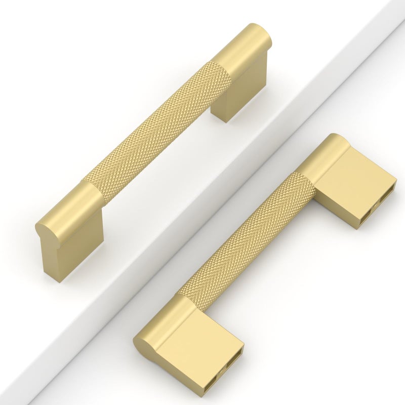 Coinkoly 10 Pack 33496mm Gold Handles for Cabinets Kitchen Brushed Gold Cabinet Pulls Knurled Cabinet Hardware Drawer Pulls for Cupboard - Image 2