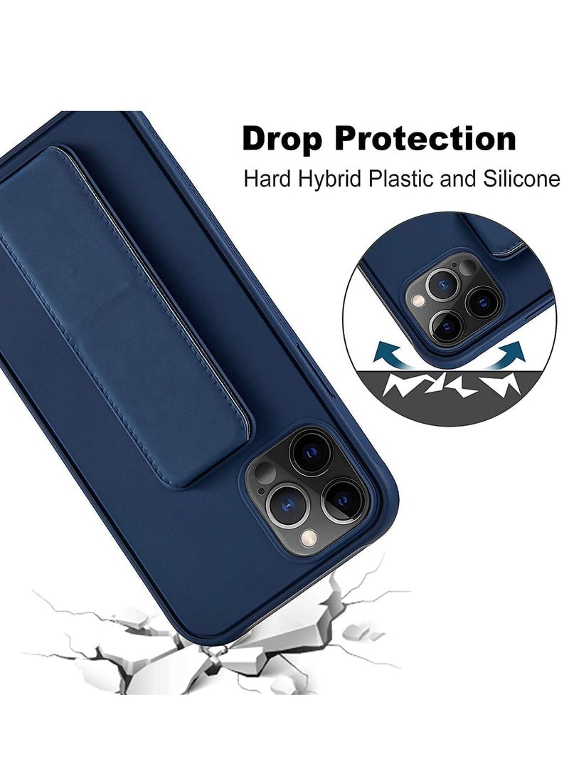 ELTRAZONE iPhone 16 Pro Max Blue Magnetic Kickstand Case with Premium Silicone, Vertical & Horizontal Hand Strap, and Multi-Stand - Image 4