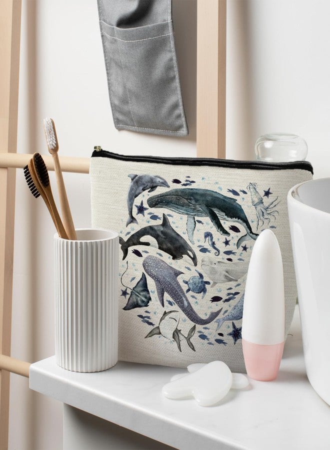 RYYCDOI Ocean Animals Shark whale Makeup Bag, Marine Life Animals Cosmetic Bags for Women,Shark Gifts for Women - Image 3