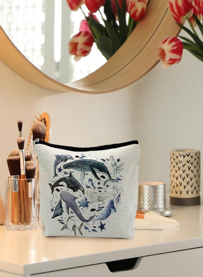 RYYCDOI Ocean Animals Shark whale Makeup Bag, Marine Life Animals Cosmetic Bags for Women,Shark Gifts for Women - Image 2