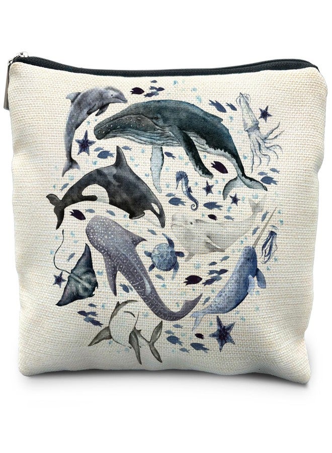 RYYCDOI Ocean Animals Shark whale Makeup Bag, Marine Life Animals Cosmetic Bags for Women,Shark Gifts for Women - Image 1