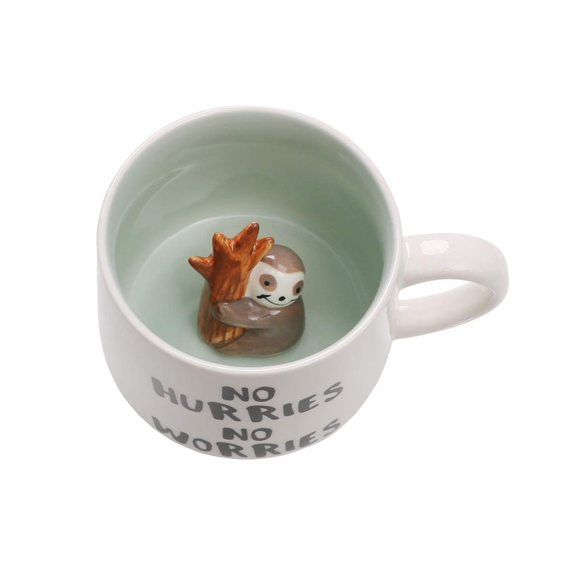 Lemon Park 3D Animal Coffee Mug Sloth InsideCute Handmade Figurine Ceramics Cup 12 ozChristmasBirthdayMothers Day Surprise for Friends Family or KidsBest Office Cup Couple Mug Sloth