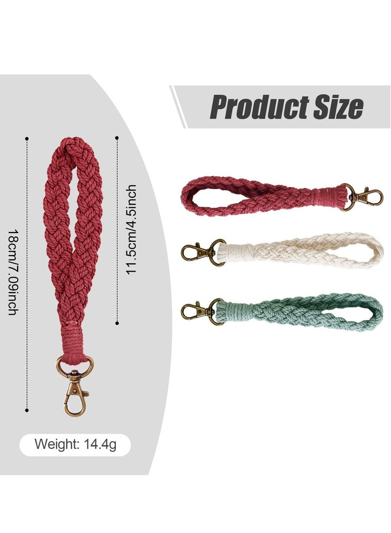 Oasisgalore 5 Pack Boho Macrame Keychains, Handmade Wristlet Bracelets, Colorful Braided Women's Keyrings  - Image 2