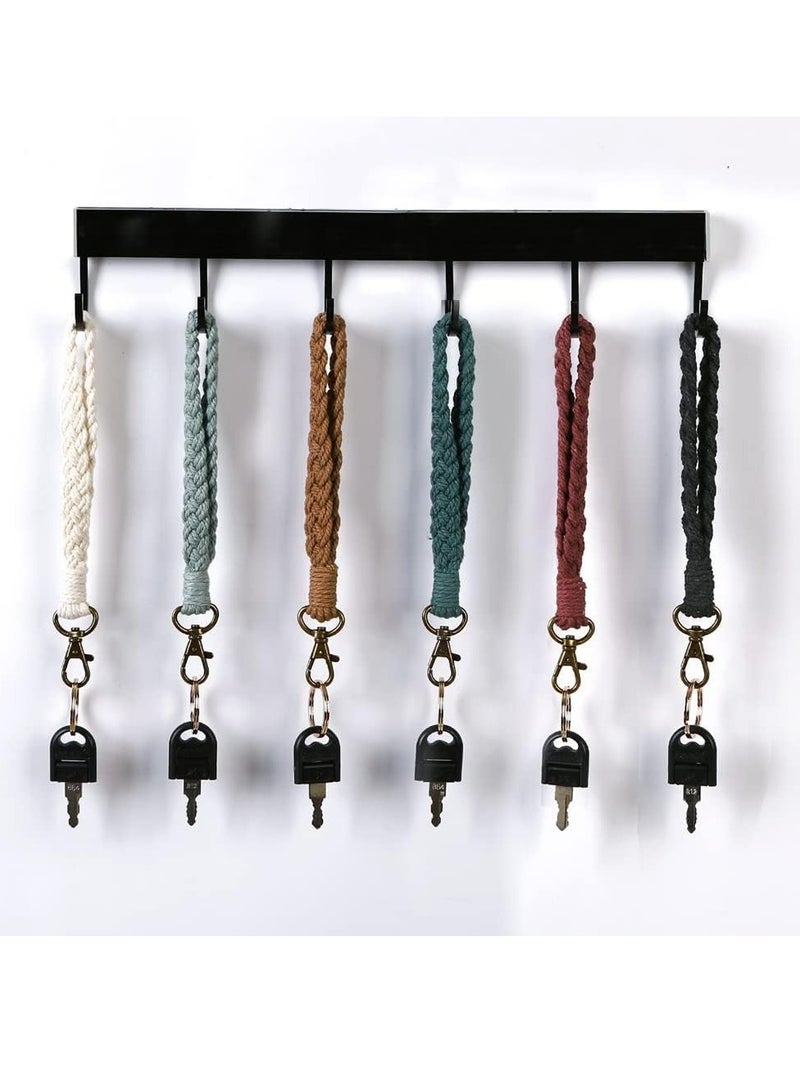 Oasisgalore 5 Pack Boho Macrame Keychains, Handmade Wristlet Bracelets, Colorful Braided Women's Keyrings  - Image 5