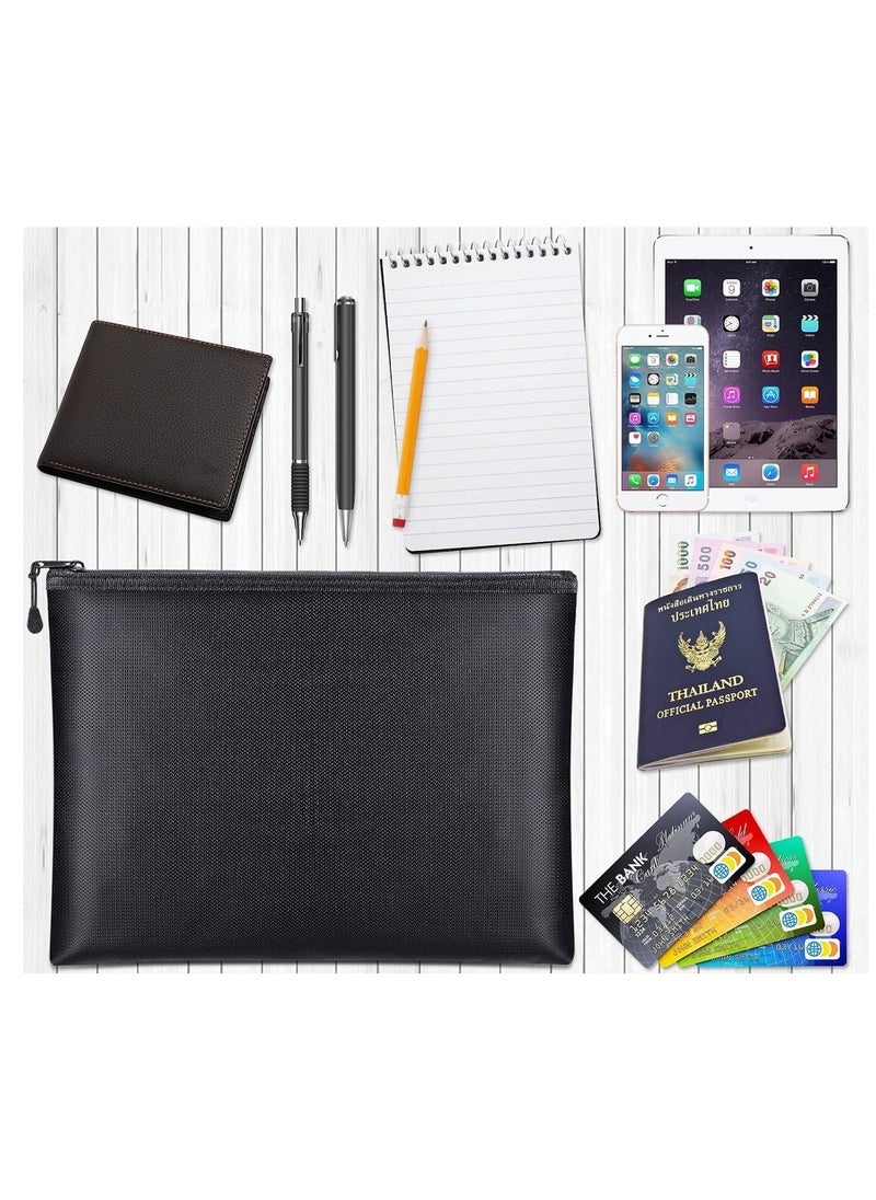 Rubik - Fireproof Bag with Zipper for A4 Documents, Money, Passport and Tablet, Silicone Coated Fiberglass Safe Storage Large Bag (13.39 x 9.64 Inch) Black - Image 1