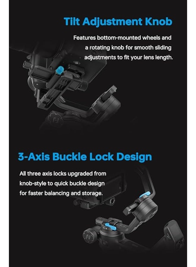 FeiyuTech SCORP 3 Camera Gimbal Stabilizer – 7.72lbs Payload, Detachable Handle, Built-in AI Tracking, Professional Handheld Gimbal for Sony/Canon/Nikon/Fujifilm/Panasonic, Native Vertical Shooting - Image 3