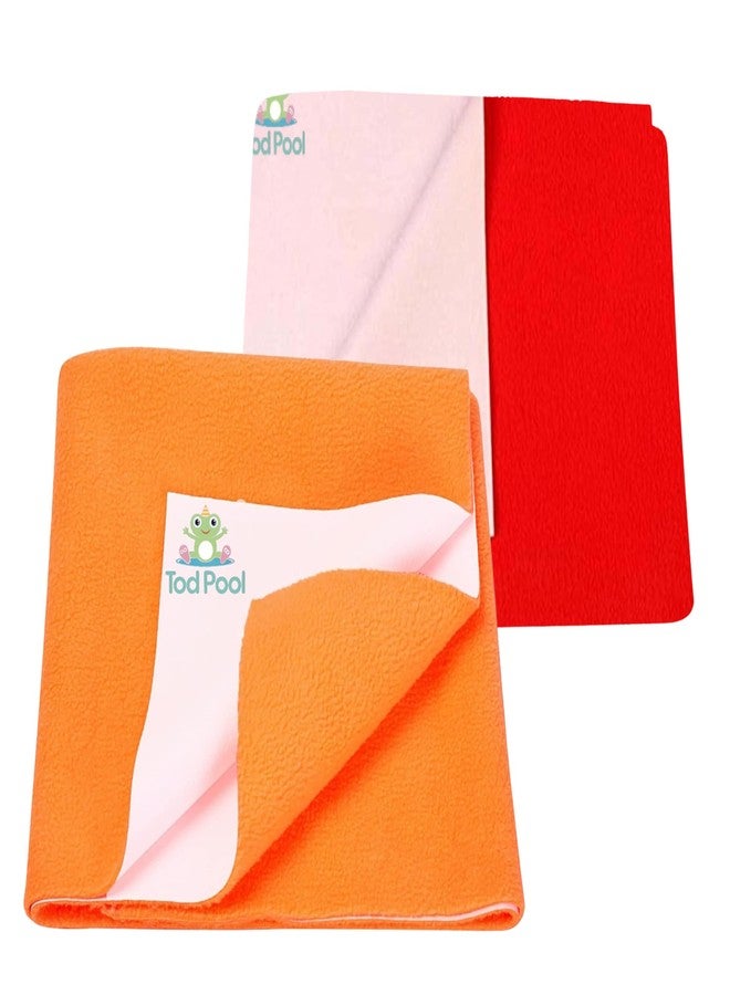 Tod Pool Reversible Baby Fleece Blanket - Ultra Soft, Warm & Lightweight Double Layer Blanket for Newborns & Toddlers - Cozy Swaddle Wrap for Boys & Girls - 2-Pack (Peach, Red, Large)