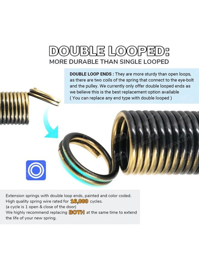 YoTooLGDS Pair of 180 lbs Heavy Duty Garage Door Extension Springs Stretch Springs, 25” Long, Double Loop Ends, High Precision Electrophoresis Black Coated,MIN 16,000 Cycles,for 7ft High Garage Doors - Image 3