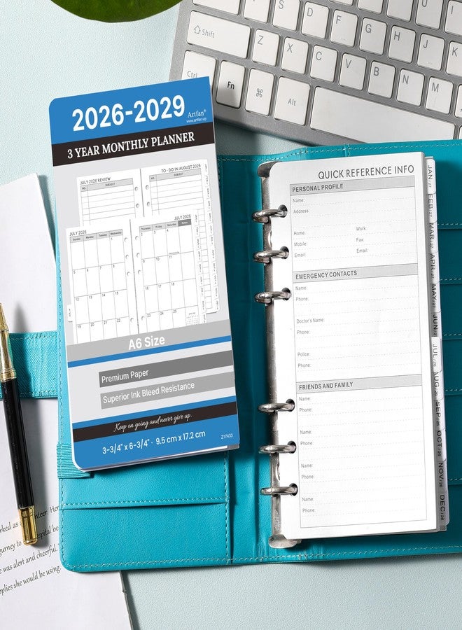 آرت فان عبوات إعادة تعبئة لمخطط 2026-2029 - حشوات مخطط A6 بستة ثقوب، من يوليو 2026 إلى يونيو 2029، عبوات إعادة تعبئة شهرية لمدة 3 سنوات، 3-3/4 بوصة × 6-3/4 بوصة، حشوات مجلد A6، مخطط شهري 2026-2029 مع علامات تبويب - Image 2