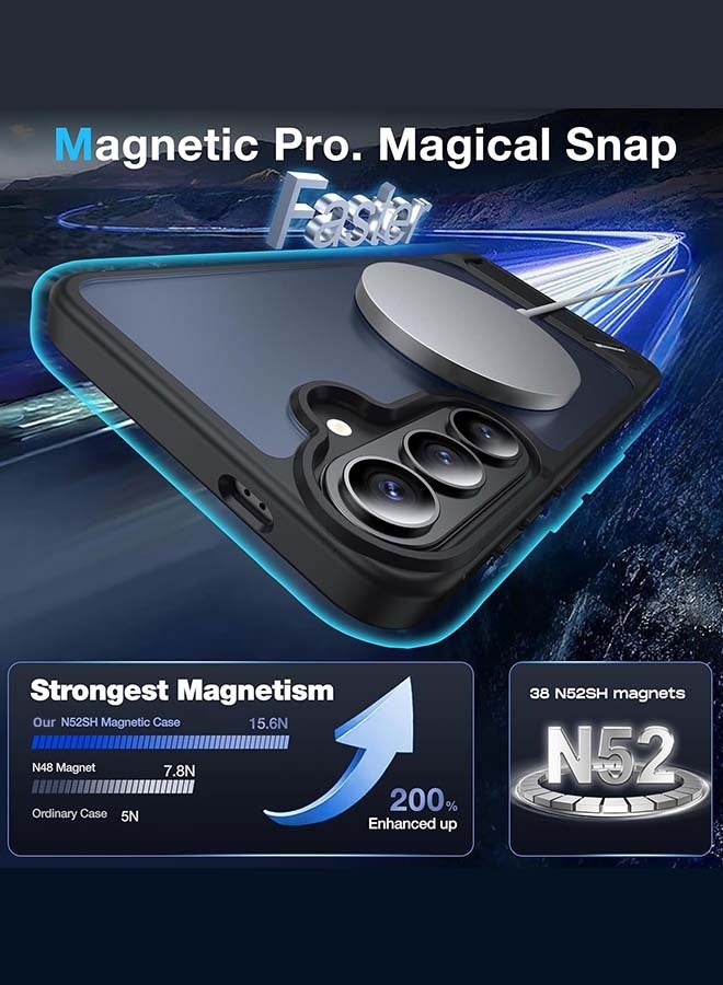 Magnetic Case for Samsung Galaxy S26, [Strong N52 Magnetic Compatibility][12FT Military Drop Protection][Adjustable Hidden Kickstand] Translucent Matte Drop Protection Phone Case for Galaxy S26 6.3 inch, Black - Image 2