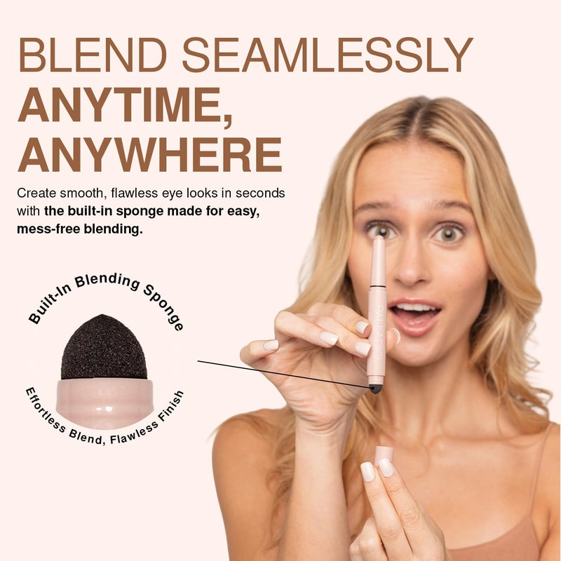 Palladio Waterproof Eyeshadow Stick with Blending Sponge, Long Lasting & Effortless Application, Smudge Free & Crease Proof Formula, Matte & Shimmer Shades, Buildable Eye Shadow (Champagne Shimmer) - Image 5