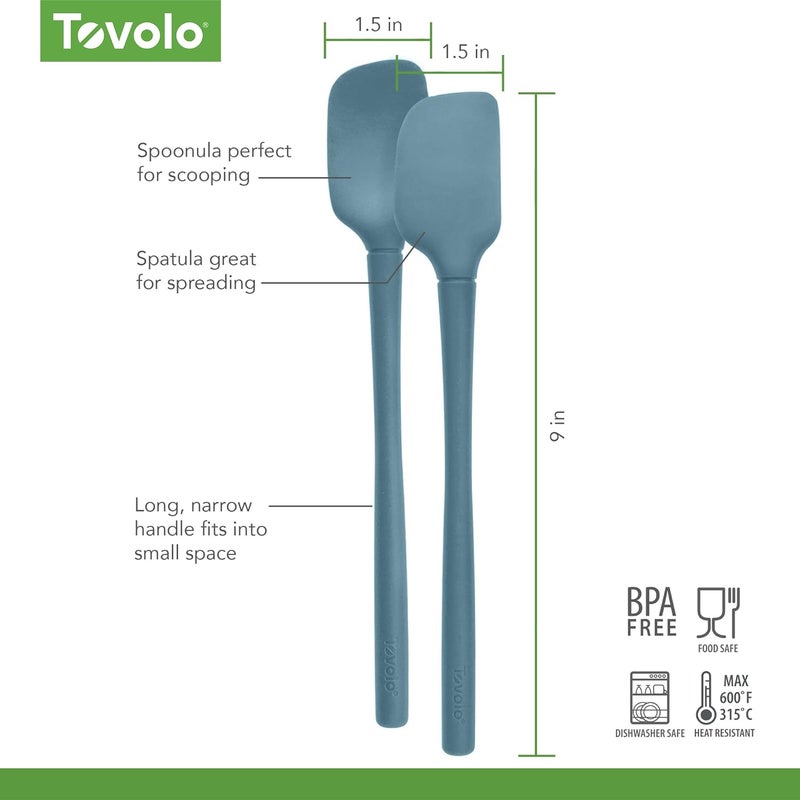 توفولو مجموعة أدوات مطبخ Flex-Core All-Silicone Mini Spatula & Spoonula، مكونة من ملعقة وملعقة صغيرتين، مصنوعة من السيليكون المقاوم للحرارة وخالية من مادة BPA، آمنة للاستخدام مع أواني الحديد الزهر والأواني غير اللاصقة، وقابلة للتنظيف في غسالة الأطباق. - Image 5