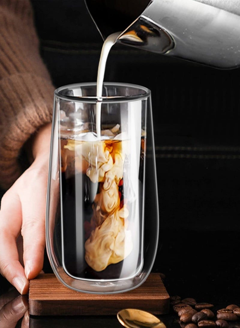 250ml Double Walled Coffee Glass Mugs for Hot Cold Drink Transparent Latte Espresso Glasses Cups Coffee Tea Milk Juice Borosilicate Heat Resistant Crystal Glass Cups(Set of 2) - Image 4