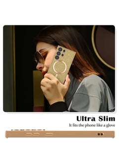 ShebSheb for Samsung Galaxy S22 Ultra Case Glitter, Clear Magnetic Phone Cases with Camera Lens Protector [Compatible with MagSafe] Bling Sparkle Plating Soft TPU Slim ShockProof Protective Cover  - Image 3