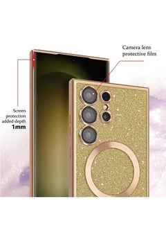 ShebSheb for Samsung Galaxy S22 Ultra Case Glitter, Clear Magnetic Phone Cases with Camera Lens Protector [Compatible with MagSafe] Bling Sparkle Plating Soft TPU Slim ShockProof Protective Cover  - Image 5