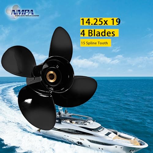 VIF OEM Upgrade 14 1/4x19 Aluminum Boat Propeller for Yamaha 150hp 175hp 200hp 220hp 225hp 250hp 300hp F150 F175 F200 F225 Outboard Engines,15 Tooth, 4 Blades, Rh - Image 4