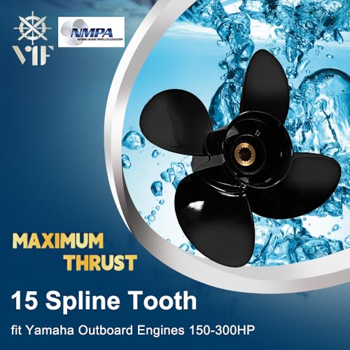 VIF OEM Upgrade 14 1/4x19 Aluminum Boat Propeller for Yamaha 150hp 175hp 200hp 220hp 225hp 250hp 300hp F150 F175 F200 F225 Outboard Engines,15 Tooth, 4 Blades, Rh - Image 2