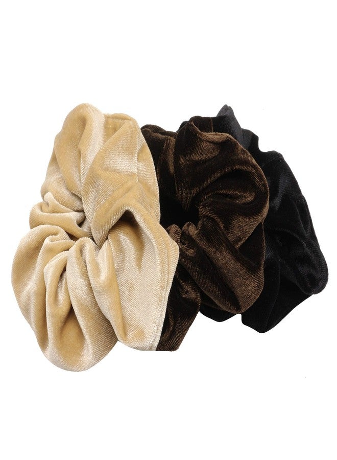 دوفاش مجموعة دوفاش المكونة من 3 قطع من ربطات الشعر المخملية الرائعة غير المرئية، بألوان متنوعة مع حقيبة أنيقة للفتيات والسيدات (أسود + بني + أشقر) - Image 5