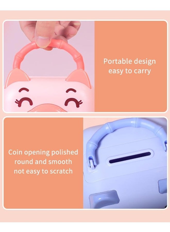 Crafty Cuddle Piggy Bank Pig Shape Coin Box, Money Saving Coin Bank with Key & Lock for Kids, Cartoon Money Bank Gulak for Money Bank for Kids Return Gifts for Kids (Blue) - Image 5