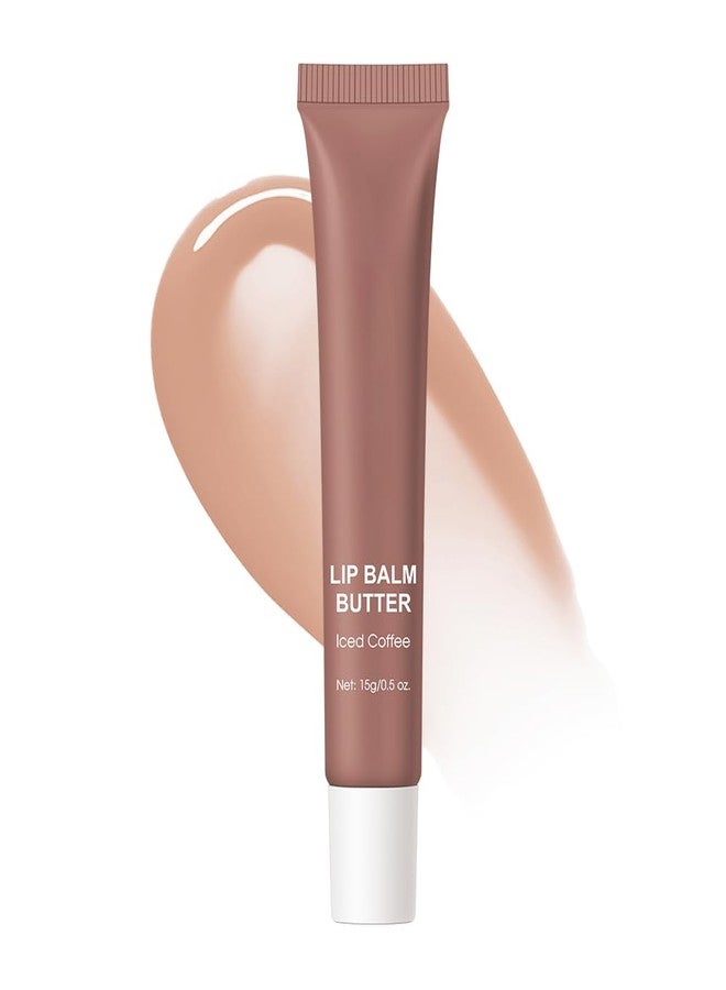FYEBOO 4 Flavors Lip Glossy Butter Balm Lip Tint Hydrating Lip Gloss, Soothes & Softens Dry Lips High Shine Nude Color Nourishing Lip Care Finish (03# Iced Coffee, 0.5oz) - Image 1