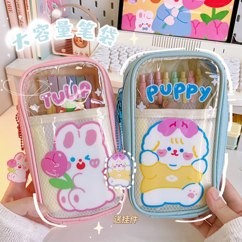 Ins Japanese-Style Cartoon Pencil Case Cute Original Ruirui Rabbit Children'S Pencil Case Female Pvc Transparent Five-Layer Cyber Celebrity Pencil Case - Image 2