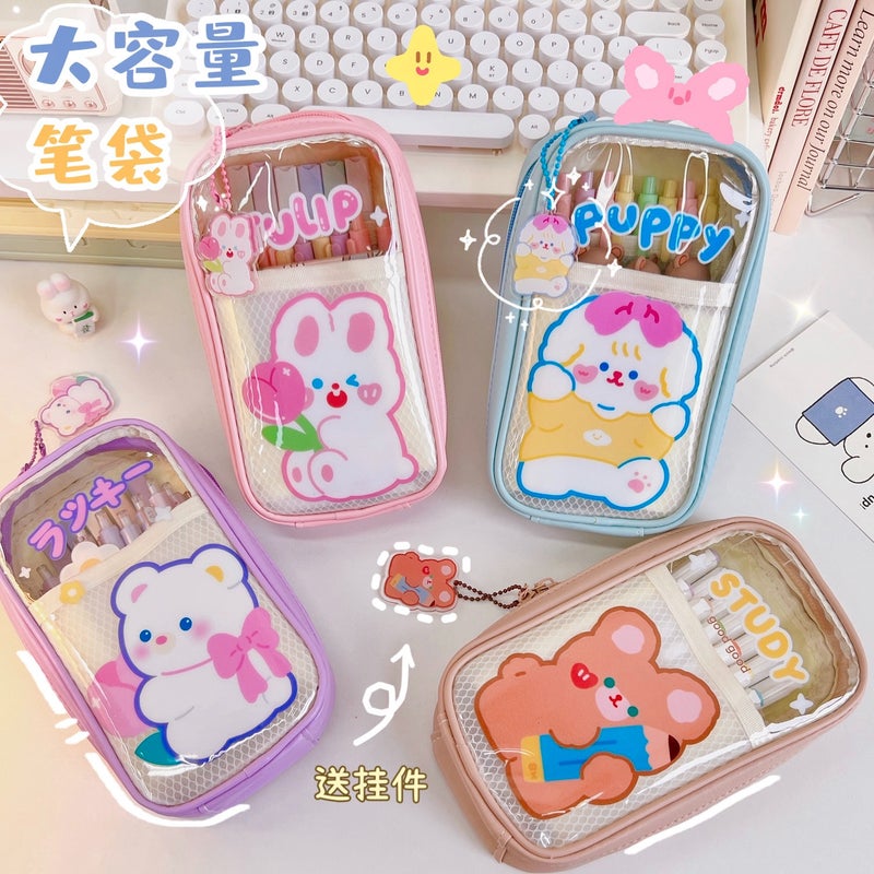 Ins Japanese-Style Cartoon Pencil Case Cute Original Ruirui Rabbit Children'S Pencil Case Female Pvc Transparent Five-Layer Cyber Celebrity Pencil Case - Image 3